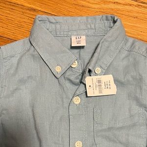 Blue linen chambray button down shirt baby gap 3t nwt